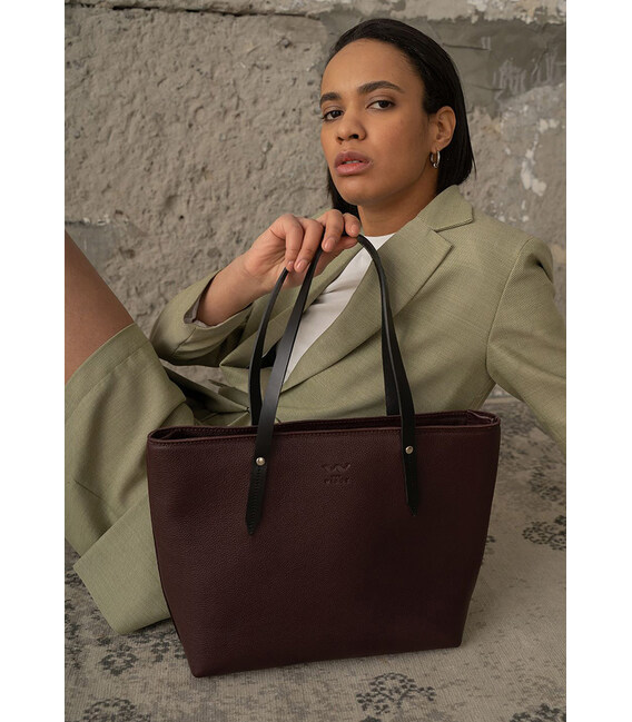 Кожаный шоппер Walker Mini бордовый флотар фото, картинка, изображение