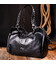 Вместительная женская сумка с ручками KARYA 20844 кожаная Черный фото, картинка, изображение