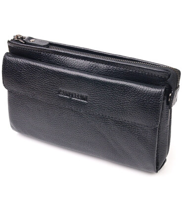 Чоловічий стильний клатч із натуральної шкіри CANPELLINI 21551 Чорний картинка, зображення, фото