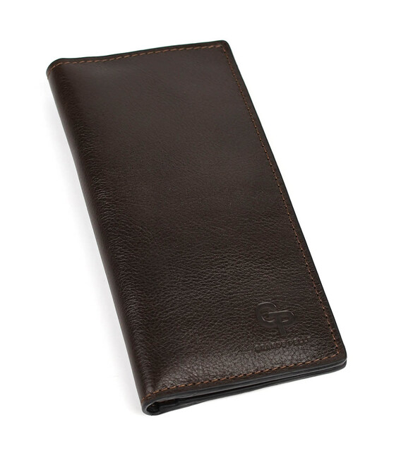 Довге портмоне Grande Pelle 522620 глянсова шкіра коричневе фото, картинка, изображение