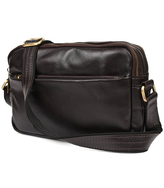 Сумка через плече шкіряна на два відділення GC-0745-3md TARWA коричнева Наппа фото, картинка, изображение