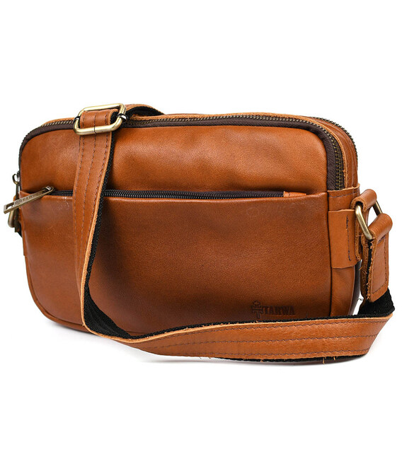 Сумка через плече шкіряна на два відділення GB-0745-3md TARWA коньячна Наппа картинка, зображення, фото