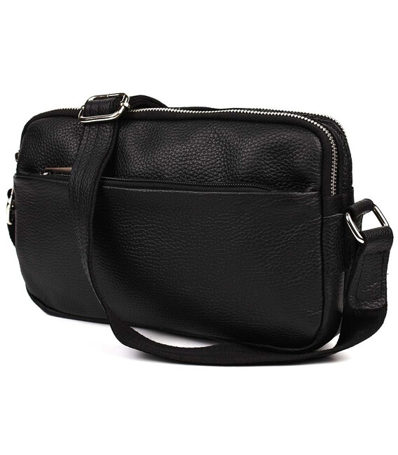 Сумка через плече шкіряна на два відділення FA-0745-4lx TARWA чорний флотар фото, картинка, изображение