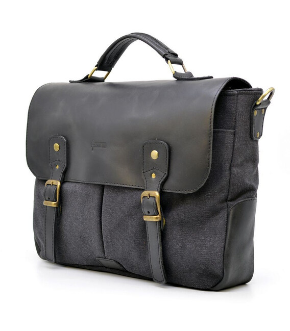 Чоловіча сумка портфель з canvas і кінської шкіри TARWA RAG-3960-3md фото, картинка, изображение