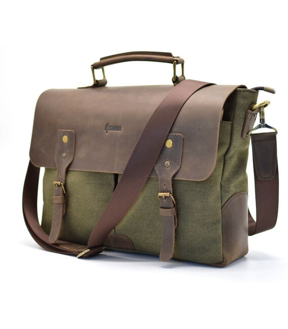 Чоловіча сумка-портфель шкіра + канвас RCH-3960-4lx від українського бренду TARWA картинка, зображення, фото