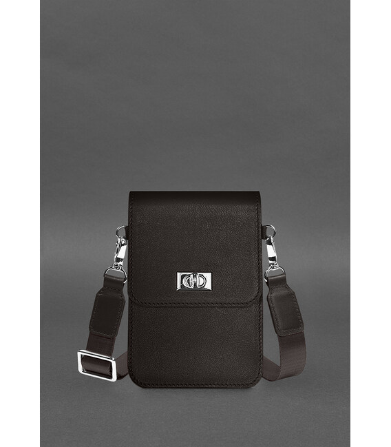 Кожаная сумка-чехол для телефона Tina Темно-коричневая фото, картинка, изображение