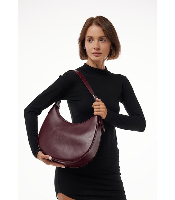 Женская кожаная сумка Vivian бордовый фото, картинка, изображение