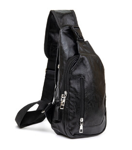 Чоловіча сумка через плече з екошкіри для документів та міста Vintage 20559 Чорна картинка, зображення, фото