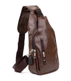 Чоловіча сумка через плече з екошкіри для документів та міста Vintage 20560 Темно Коричнева