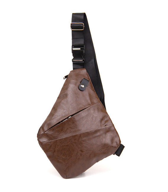 Чоловіча сумка слінг з екошкіри для документів та міста Vintage 20566 Темно Коричнева картинка, зображення, фото