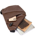Чоловіча сумка слінг з екошкіри для документів та міста Vintage 20566 Темно Коричнева картинка, зображення, фото