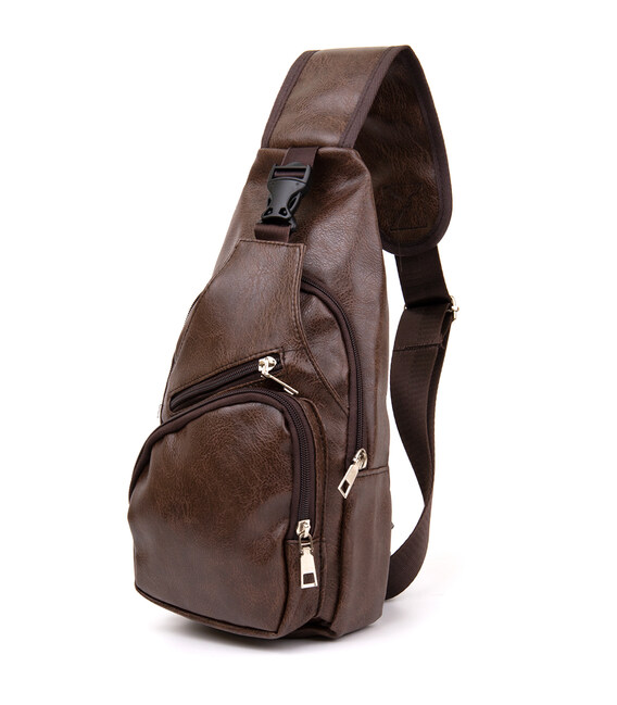 Чоловіча сумка крос боді з екошкіри для документів та міста Vintage 20572 Коричнева картинка, зображення, фото