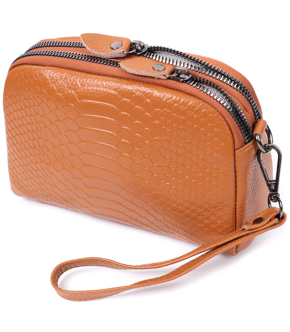 Невелика сумка для жінок на два відділення з натуральної шкіри Vintage 22800 Рудий картинка, зображення, фото