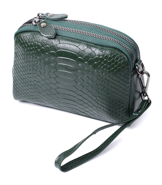 Жіноча компактна сумка на два відділення з натуральної шкіри Vintage 22802 Зелений картинка, зображення, фото