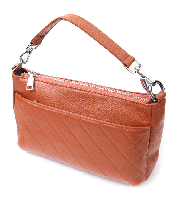 Сумка для женщин среднего размера на три отделения из натуральной кожи Vintage 22804 Рыжий фото, картинка, изображение