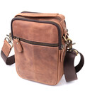 Компактная кожаная сумка для мужчин Vintage 22811 Коричневая фото, картинка, изображение