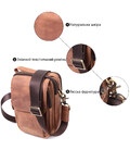 Компактна шкіряна сумка для чоловіків Vintage 22811 Коричнева картинка, зображення, фото