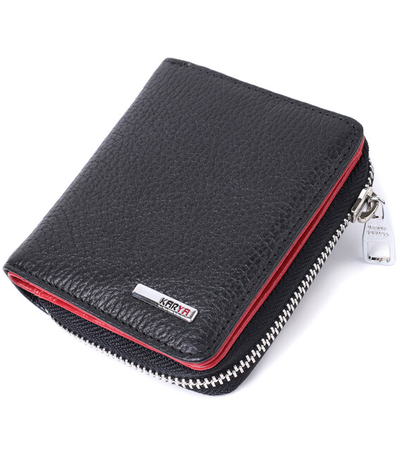 Небольшой женский кошелек с монетницей из натуральной кожи KARYA 22817 Черный фото, картинка, изображение