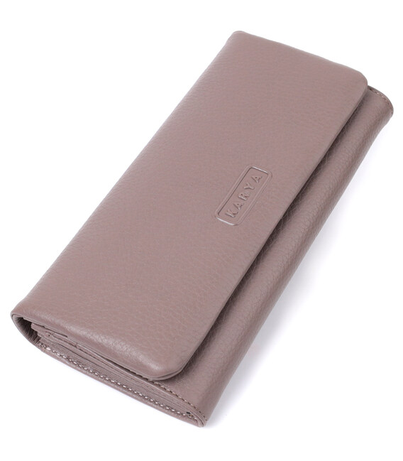 Шикарный женский кошелек из натуральной кожи KARYA 22818 Бежевый фото, картинка, изображение