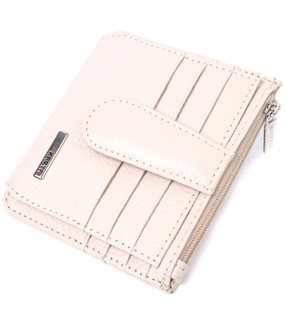 Тонкий женский кошелек-картхолдер из натуральной кожи KARYA 22820 Белый фото, картинка, изображение