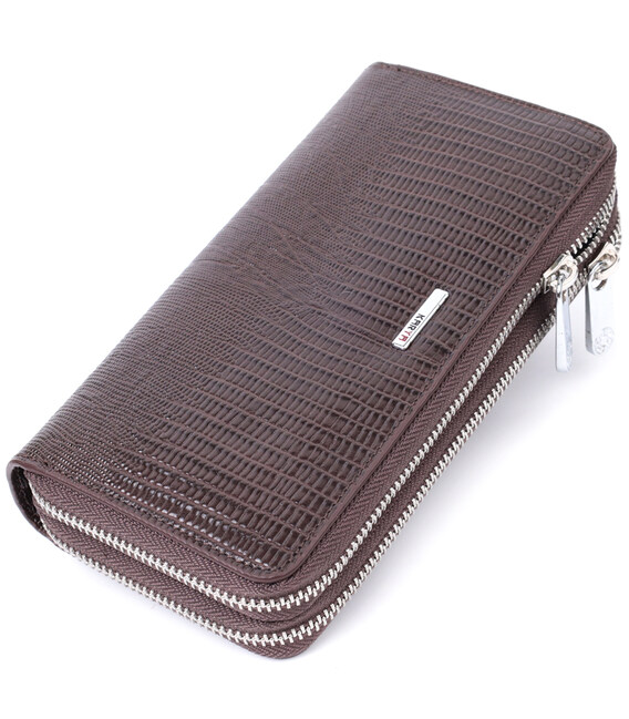 Мужской кошелек-клатч на два отделения из натуральной кожи KARYA 22823 Коричневый фото, картинка, изображение