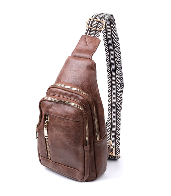 Зручна слінг сумка для жінок з екошкіри Vintage 22747 Коричневий картинка, зображення, фото