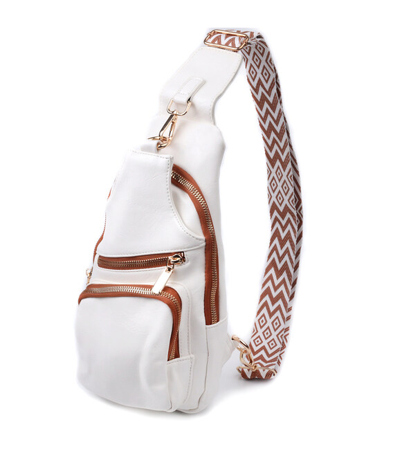 Зручна жіноча слінг сумка через плече з екошкіри Vintage 22752 Білий картинка, зображення, фото