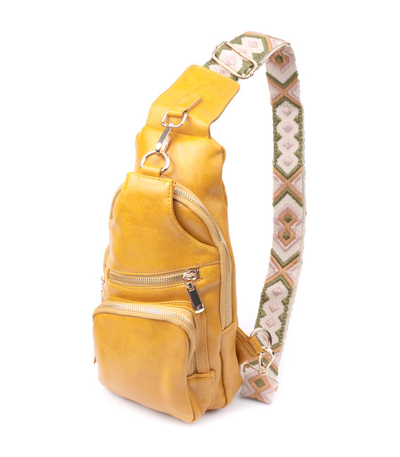Яркая женская слинг сумка через плечо из экокожи Vintage 22753 Желтый фото, картинка, изображение