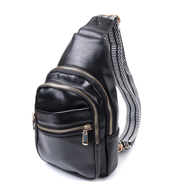 Интересная женская сумка с одной лямкой через плечо из экокожи Vintage 22759 Черный фото, картинка, изображение