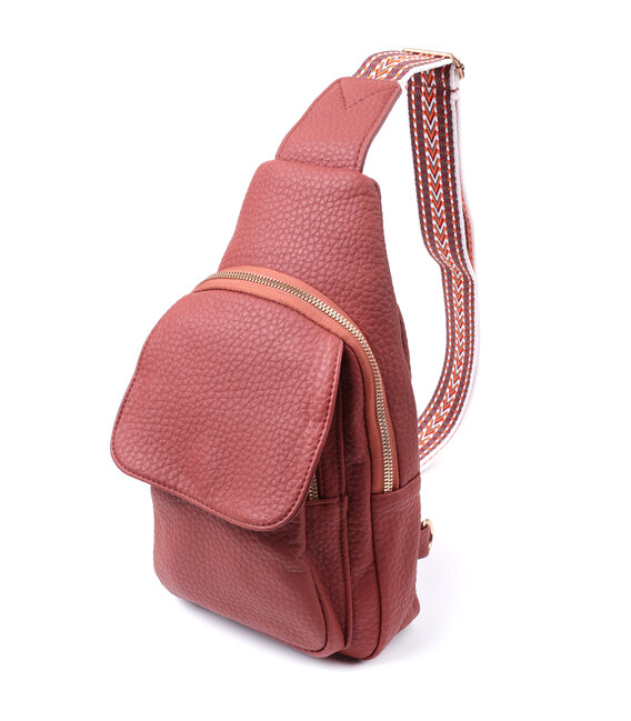 Стильная женская сумка с одной лямкой через плечо из крупнозернистой экокожи Vintage 22762 Бордовый фото, картинка, изображение