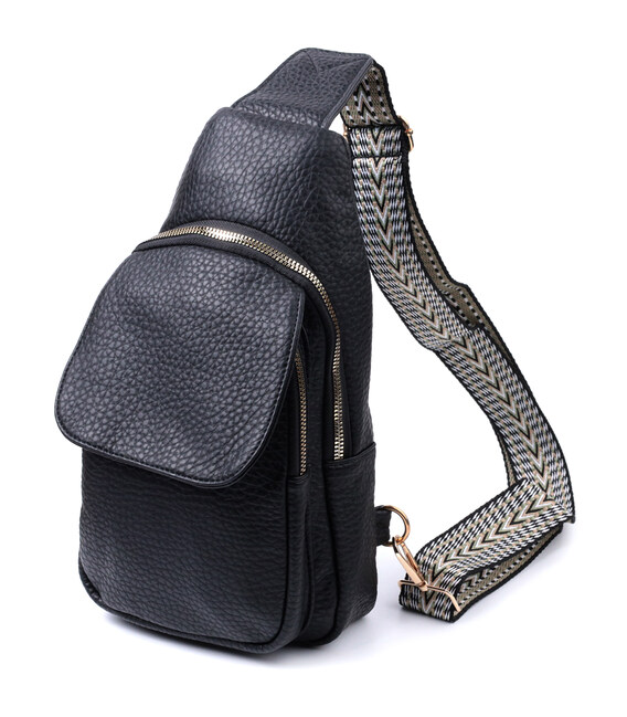 Удобная женская сумка с одной лямкой через плечо из крупнозернистой экокожи Vintage 22763 Черный фото, картинка, изображение