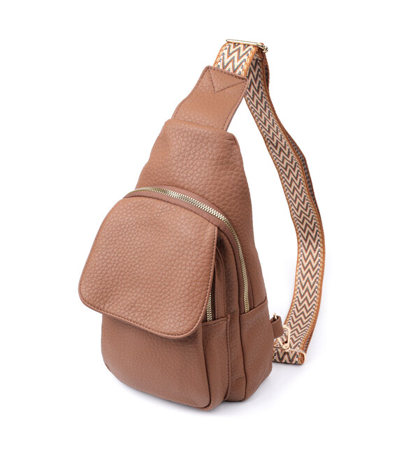 Практичная женская сумка с одной лямкой через плечо из крупнозернистой экокожи Vintage 22764 Коричневый фото, картинка, изображе