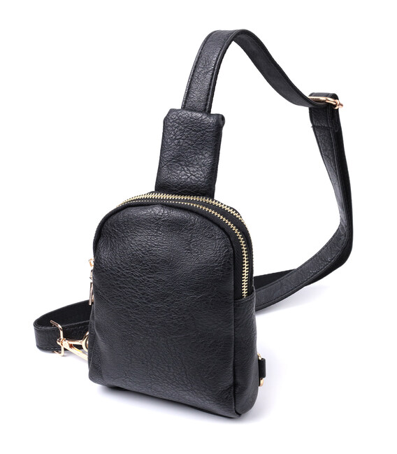 Небольшая женская сумка через плечо на два отделения из экокожи Vintage 22784 Черный фото, картинка, изображение