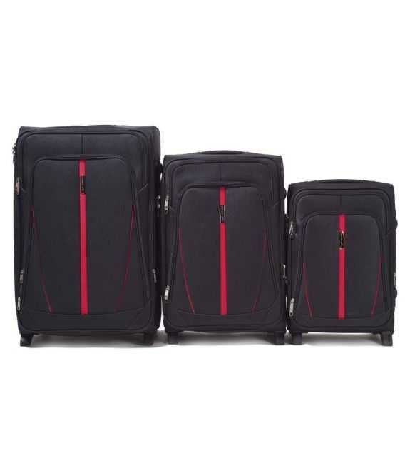 Набор Чемоданов Wings 1706 черный 2 колеса фото, картинка, изображение