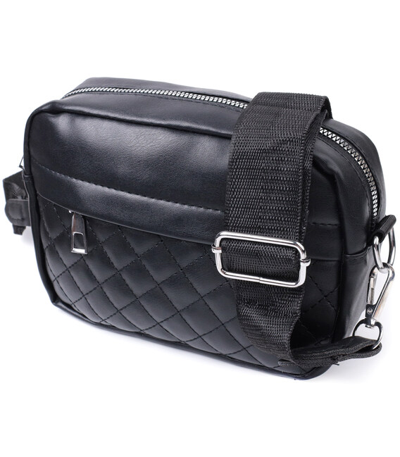 Удобная женская сумка кросс-боди с монетницей из экокожи Vintage 22796 Черный фото, картинка, изображение