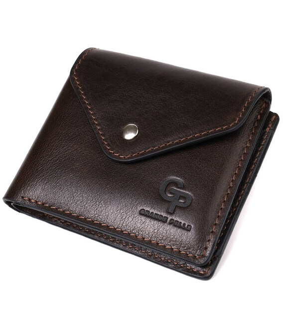 Чоловічий шкіряний портмоне коричневий Grande Pelle 545620 картинка, зображення, фото
