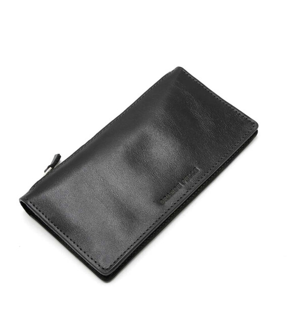 Гаманець клатч чоловічий шкіряний Grande Pelle чорний на блискавці 520610 фото, картинка, изображение