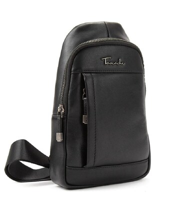 Мужской кожаный черный слинг на плечо Tavinchi TV-827A фото, картинка, изображение