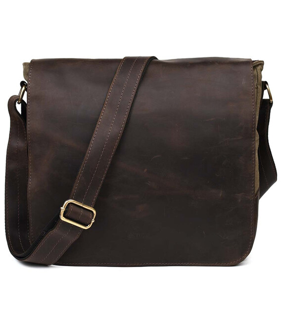 Сумка через плече розміру А4 з парусини та шкіри RCh-6601-3md TARWA картинка, зображення, фото