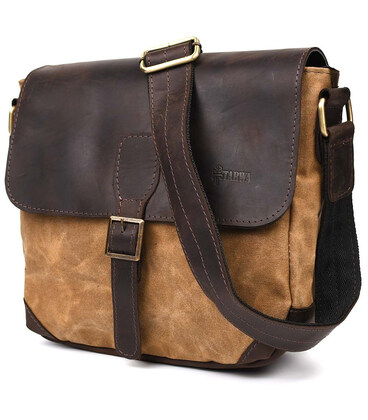 Сумка-меседжер через плече чоловіча, водостійкий канвас та шкіра RCw-1309-4lx TARWA картинка, зображення, фото