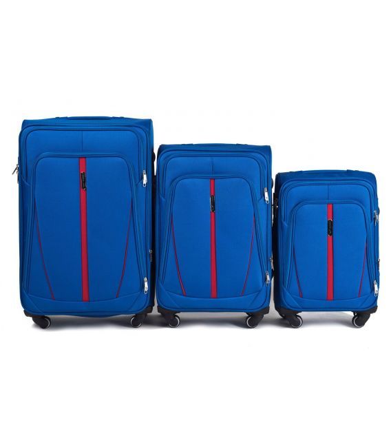 Набор Чемоданов Wings 1706 голубой 4 колесный фото, картинка, изображение