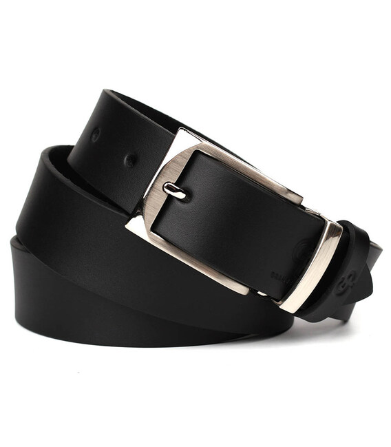 Шкіряний ремінь чорний 35мм Grande Pelle 310011261 картинка, зображення, фото