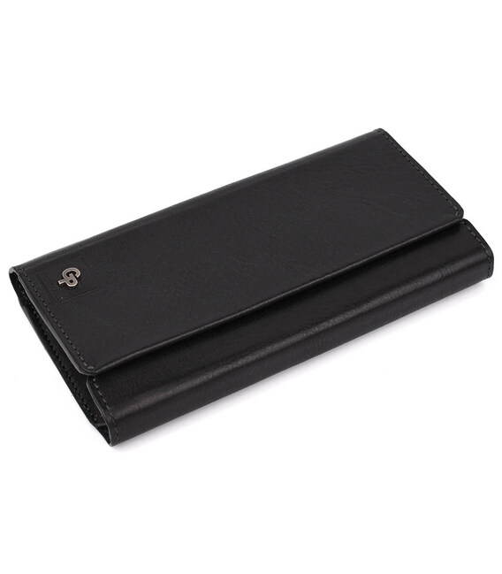 Шкіряне портмоне глянсова шкіра чорна Grande Pelle 552610 картинка, зображення, фото