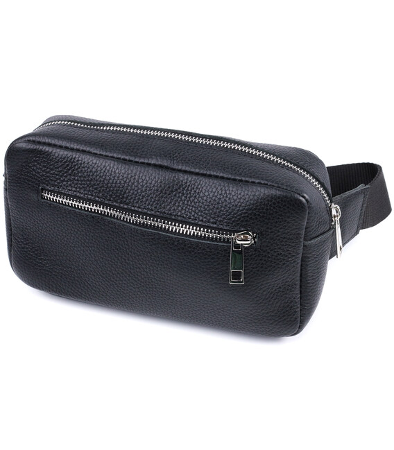 Чоловіча сумка-бананка з натуральної шкіри флотар Shvigel 22826 Чорна картинка, зображення, фото