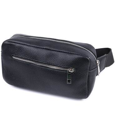 Чоловіча сумка-бананка з натуральної шкіри флотар Shvigel 22826 Чорна картинка, зображення, фото