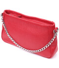 Яскрава сумка багет з ланцюжком і знімним ремінцем з натуральної шкіри Shvigel 22836 Червона картинка, зображення, фото