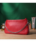 Яскрава сумка багет з ланцюжком і знімним ремінцем з натуральної шкіри Shvigel 22836 Червона картинка, зображення, фото
