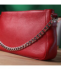 Яскрава сумка багет з ланцюжком і знімним ремінцем з натуральної шкіри Shvigel 22836 Червона картинка, зображення, фото