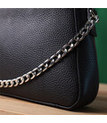 Жіноча сумка багет з ланцюжком і ремінцем що знімається з зернистої натуральної шкіри Shvigel 22837 Чорна картинка, зображення, 
