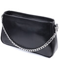 Женская сумка багет с цепочкой и съемным ремешком из гладкой натуральной кожи Shvigel 22838 Черная фото, картинка, изображение